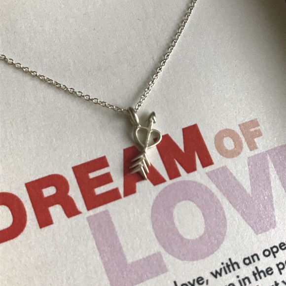 💗DOGEARED💗Silver-18”inch Cupids Arrow Necklace💘 - Picture 2 of 8